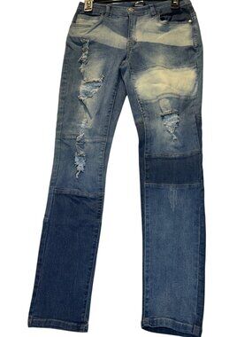 Venus Size 4 Distressed Denim Jeans With Faded Wash And Ripped Detailing